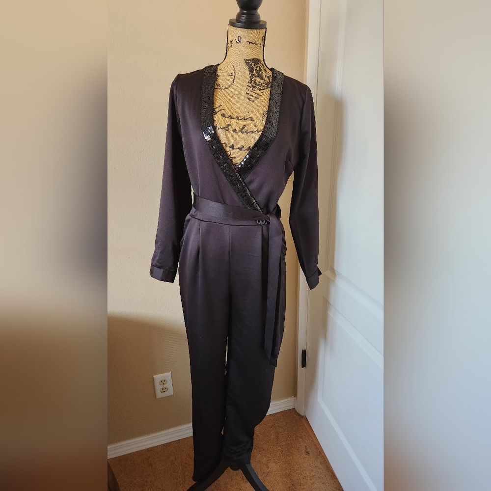 JustFab Satin Black Jumper